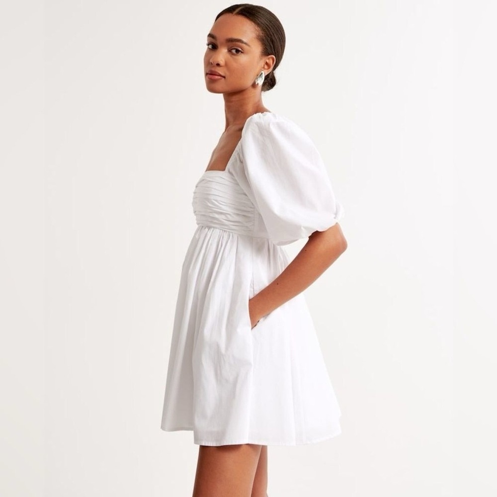 Abercrombie & Fitch Emerson White Mini Dress with Puff Sleeves - Picture 3 of 7